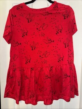 Disney Parks Red Short Sleeve Minnie Mouse Peplum Tee